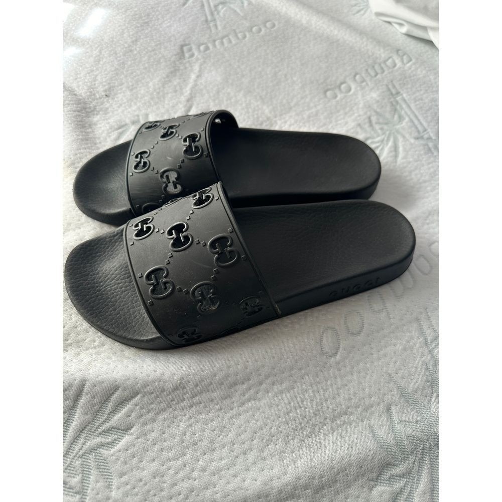 Gucci Black Monogram Slide Sandals Luxury Pool Slides UNISEX